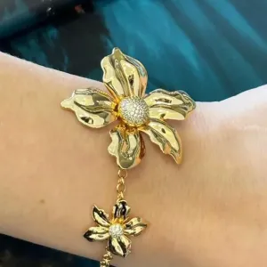 PULSEIRA LE JARDIN CRAVEJADO COM ZIRCONIA BRANCA
